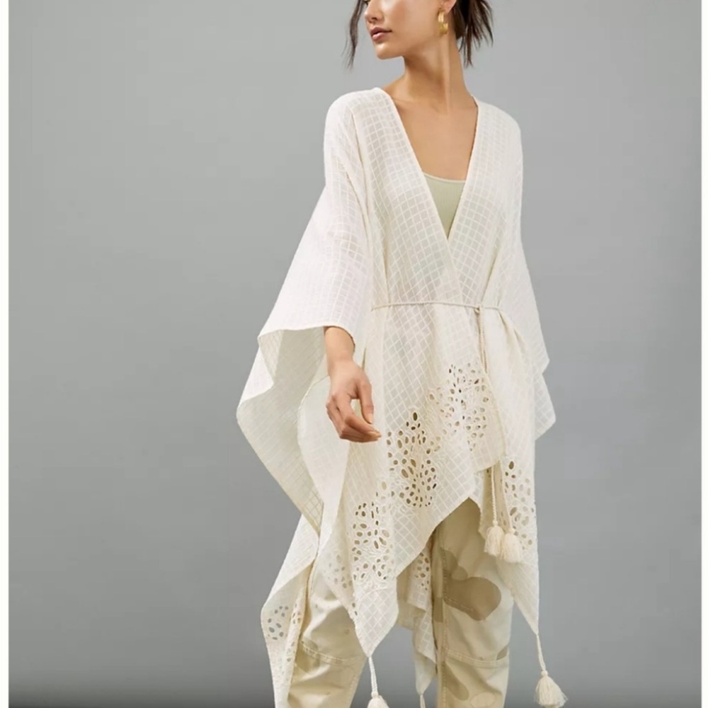 Anthropologie Tasseled Eyelet
Kimono  (One Size Fits All)